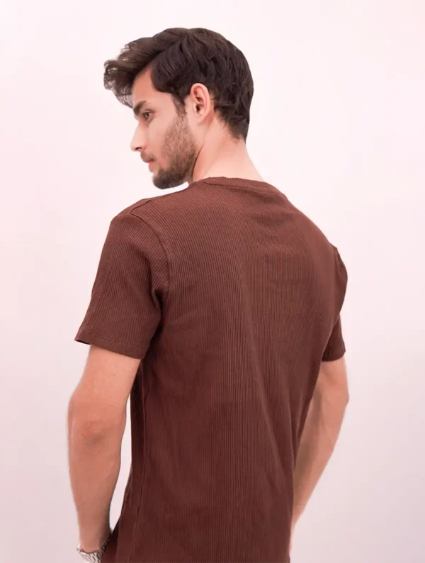 Brown Thermal Jersey Style T-shirt - Image 2